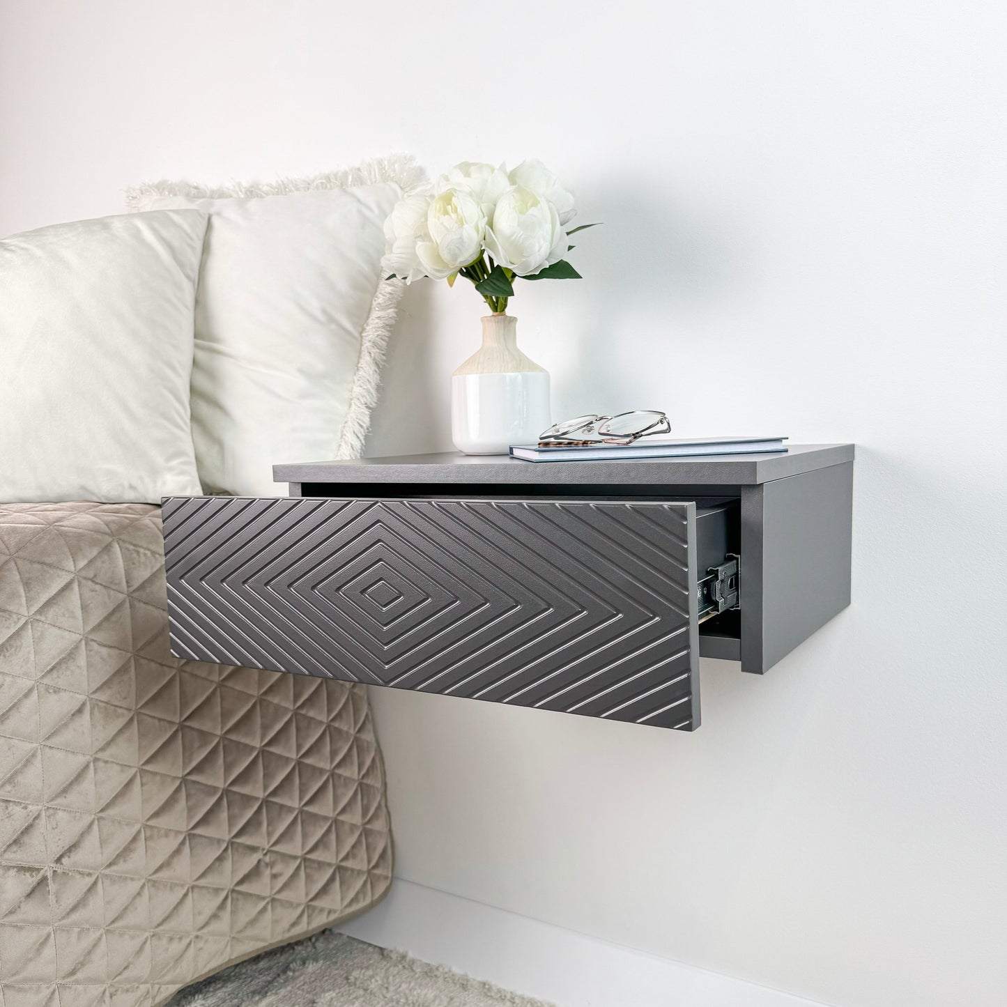 Floating shelf with drawer Cute floating nightstand
