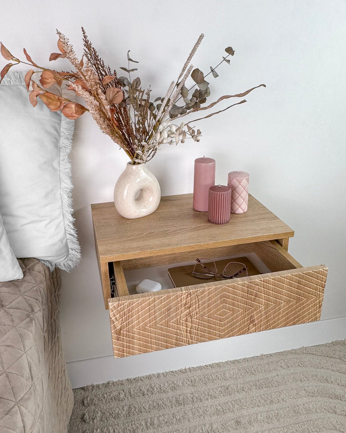 Floating shelf with drawer Cute floating nightstand