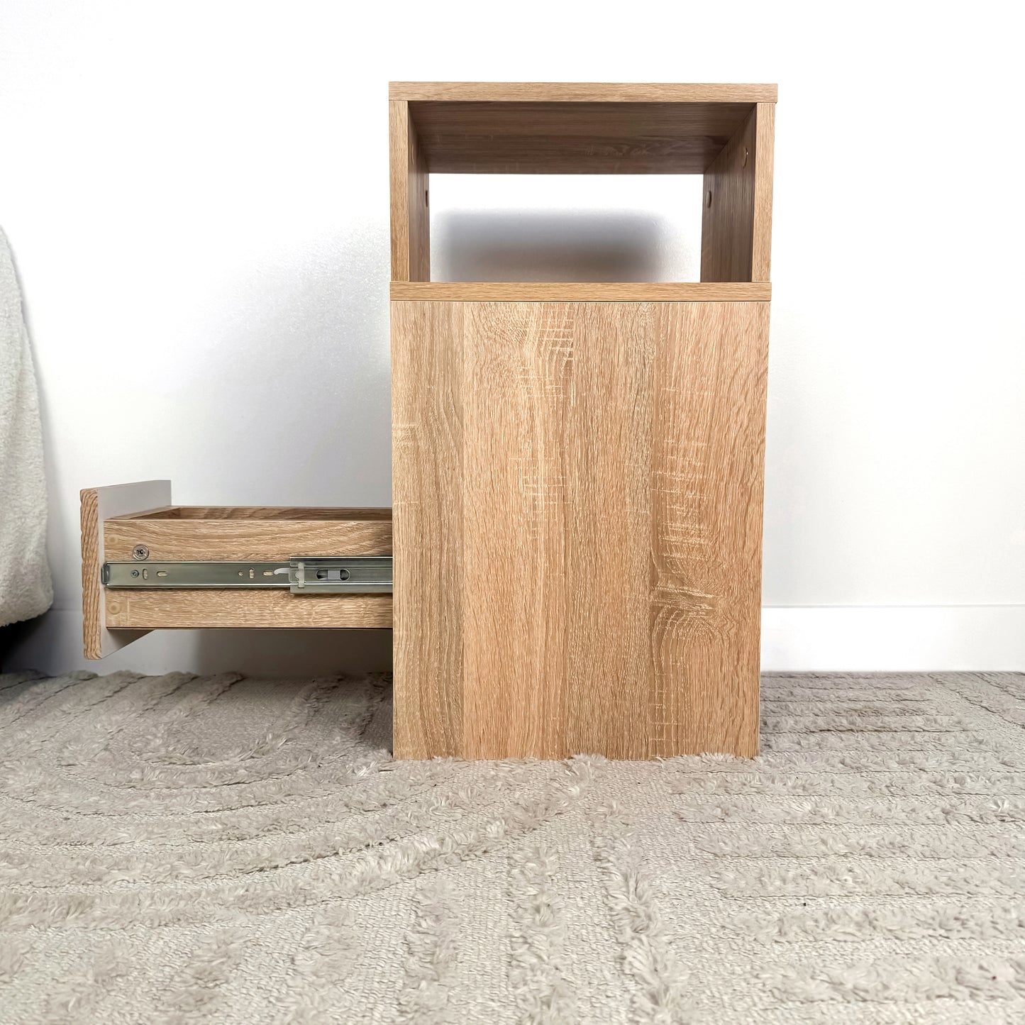 Storage side table Slim night table for small space