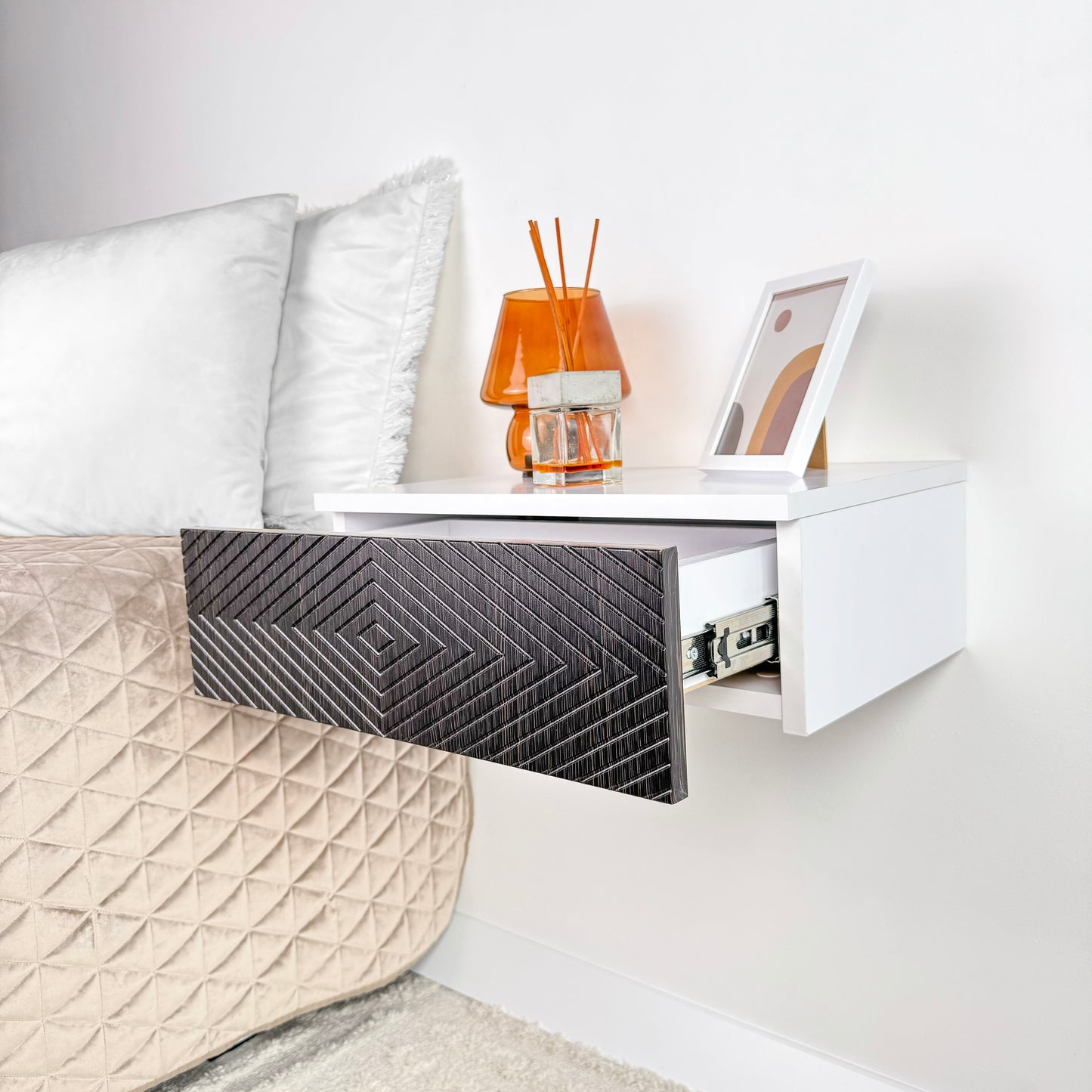 Floating shelf with drawer Cute floating nightstand