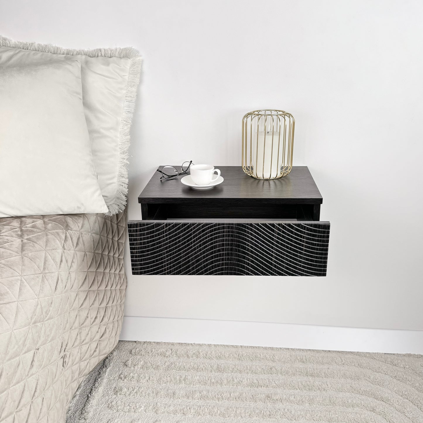 Floating shelf with drawer Cute floating nightstand