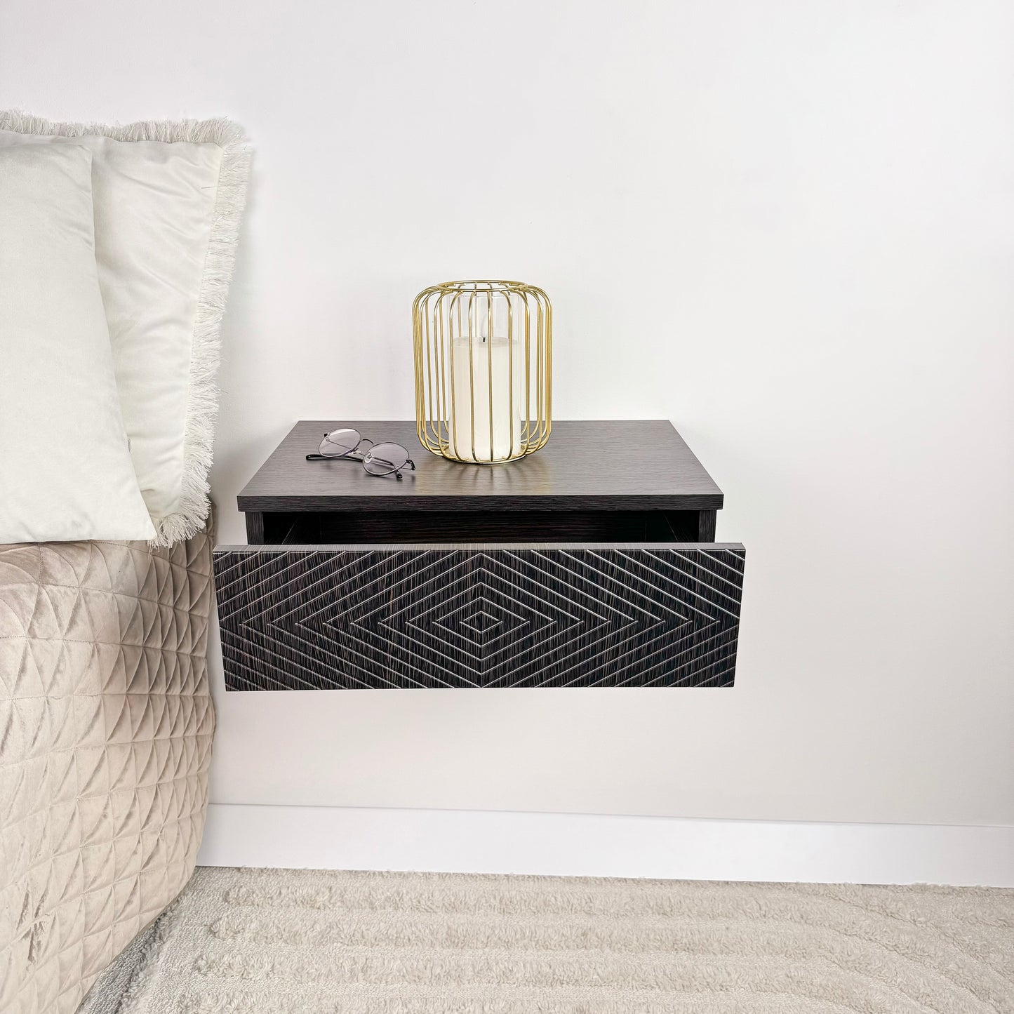 Floating shelf with drawer Cute floating nightstand