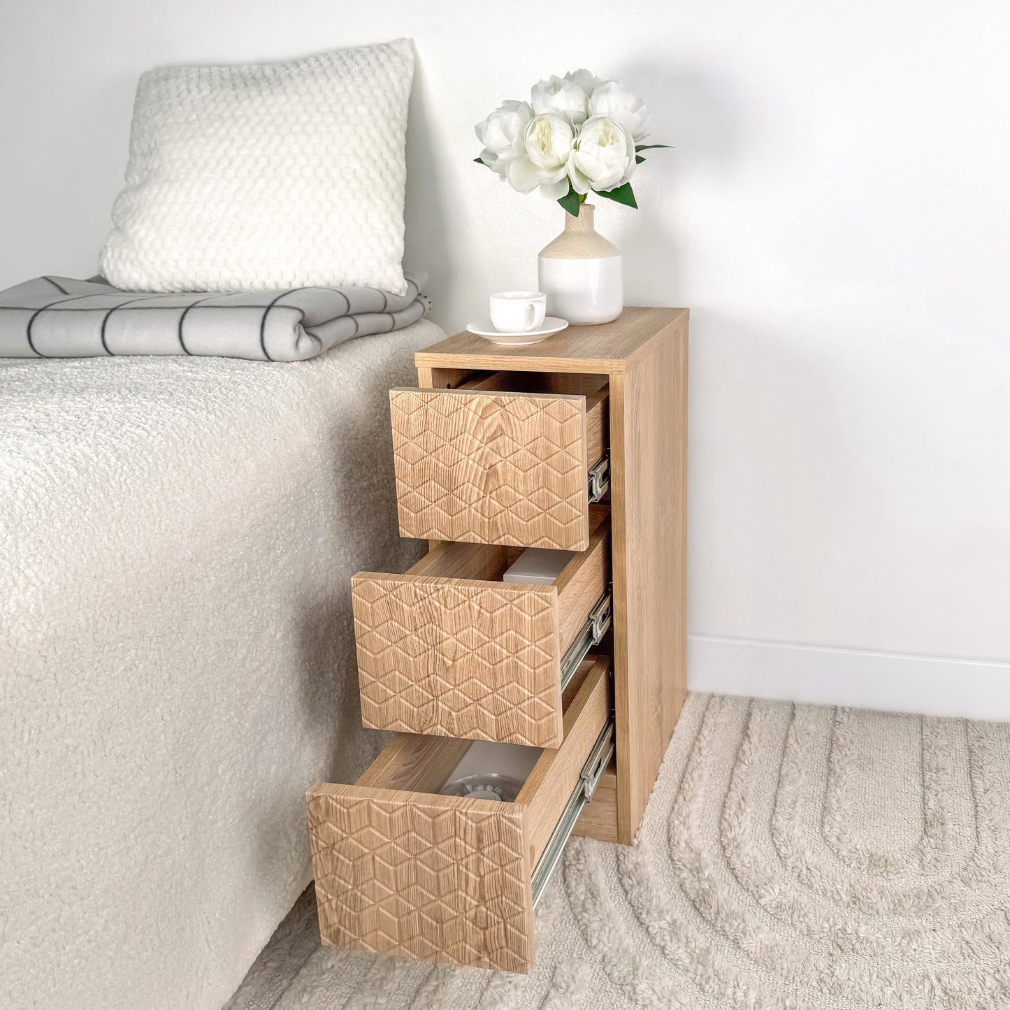Narrow elegant cabinet Tall bedside table modern