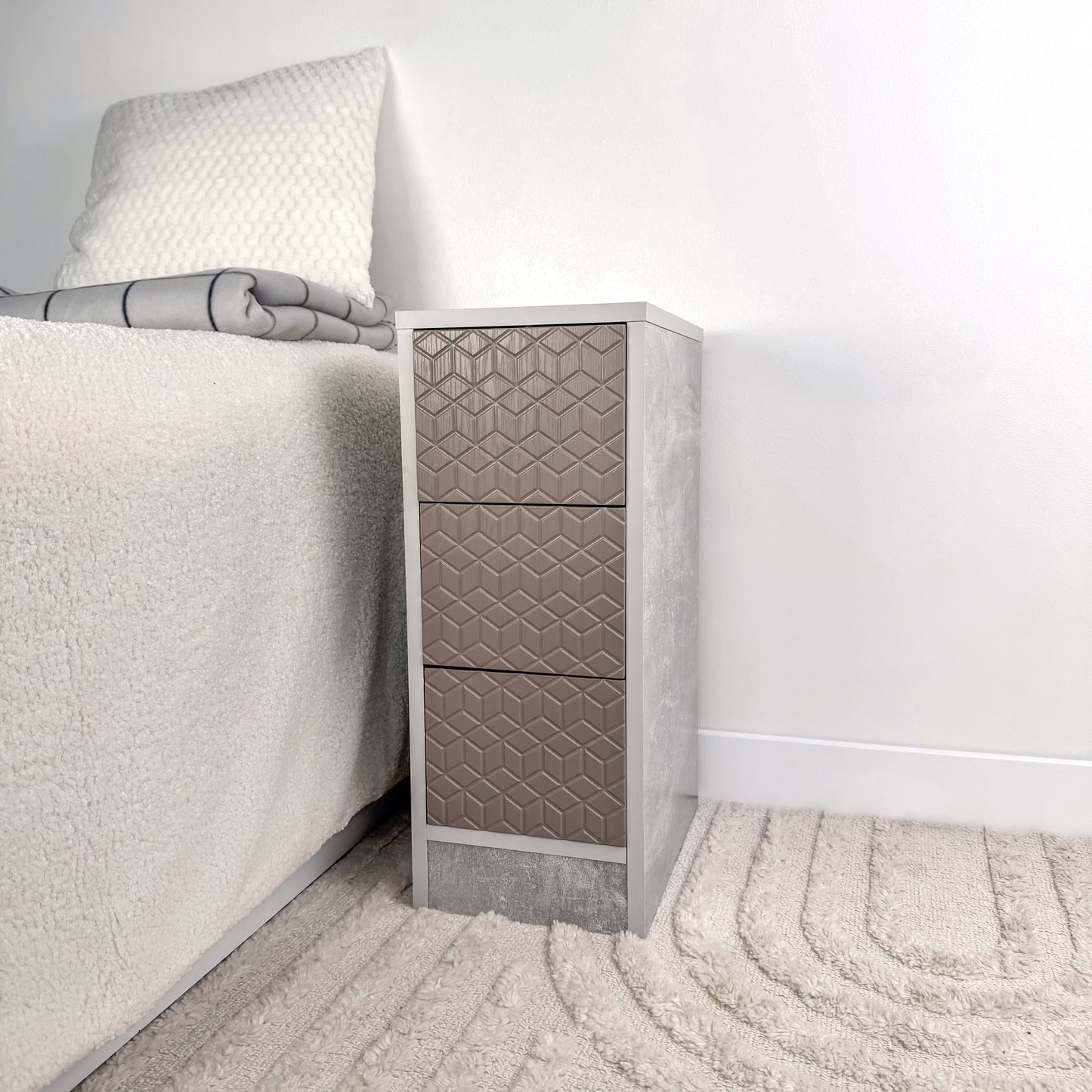 Narrow elegant cabinet Tall bedside table modern