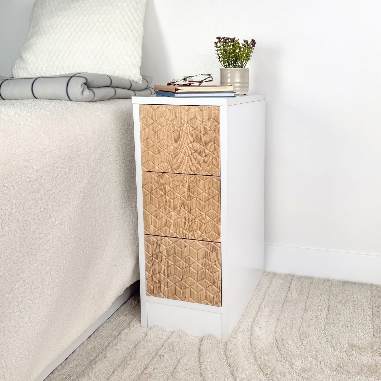 Narrow elegant cabinet Tall bedside table modern