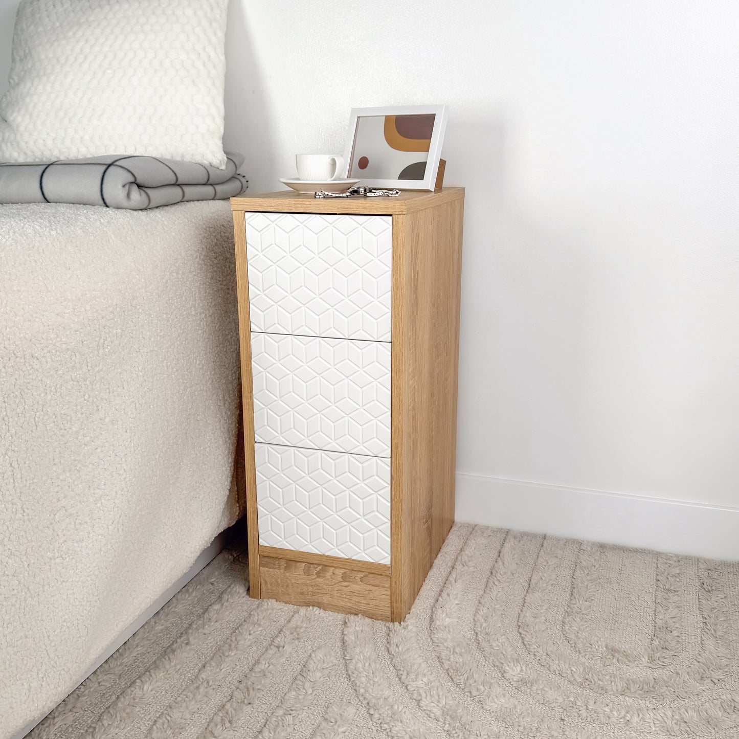 Storage side table Slim night table for small space