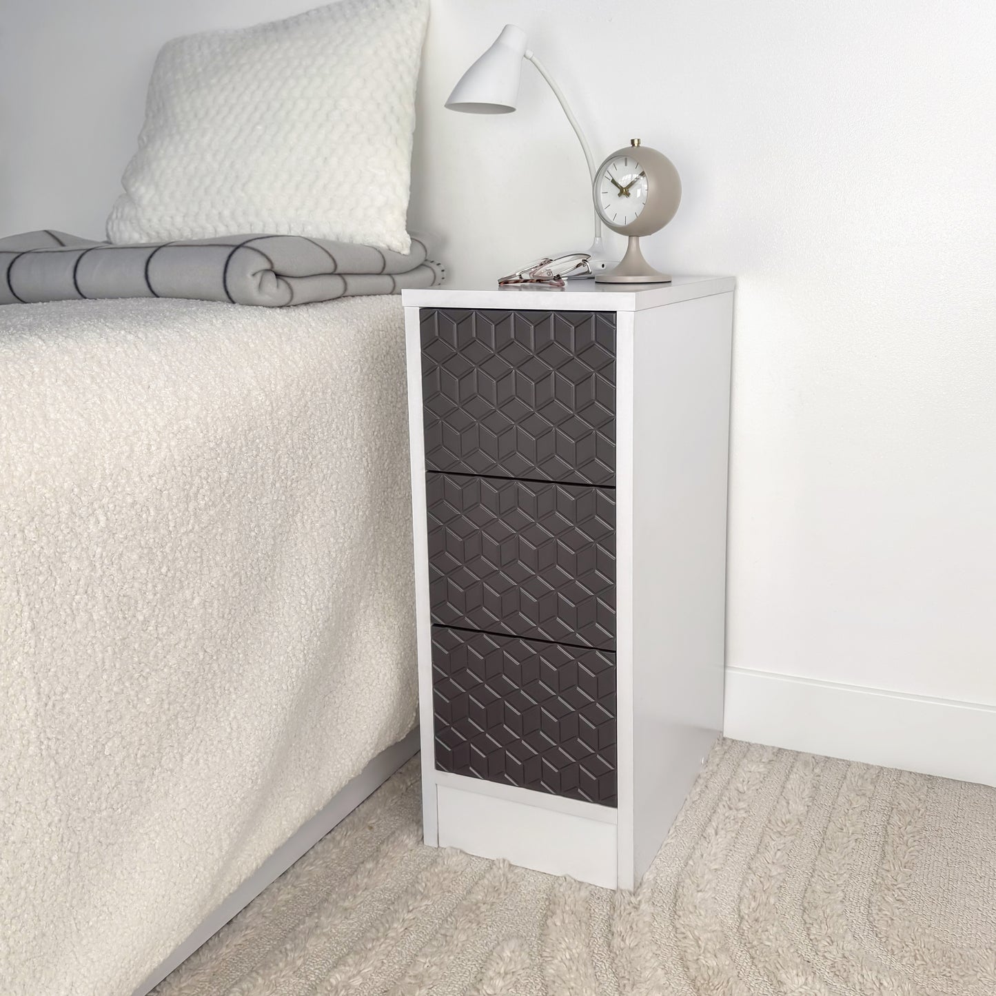 Narrow elegant cabinet Tall bedside table modern