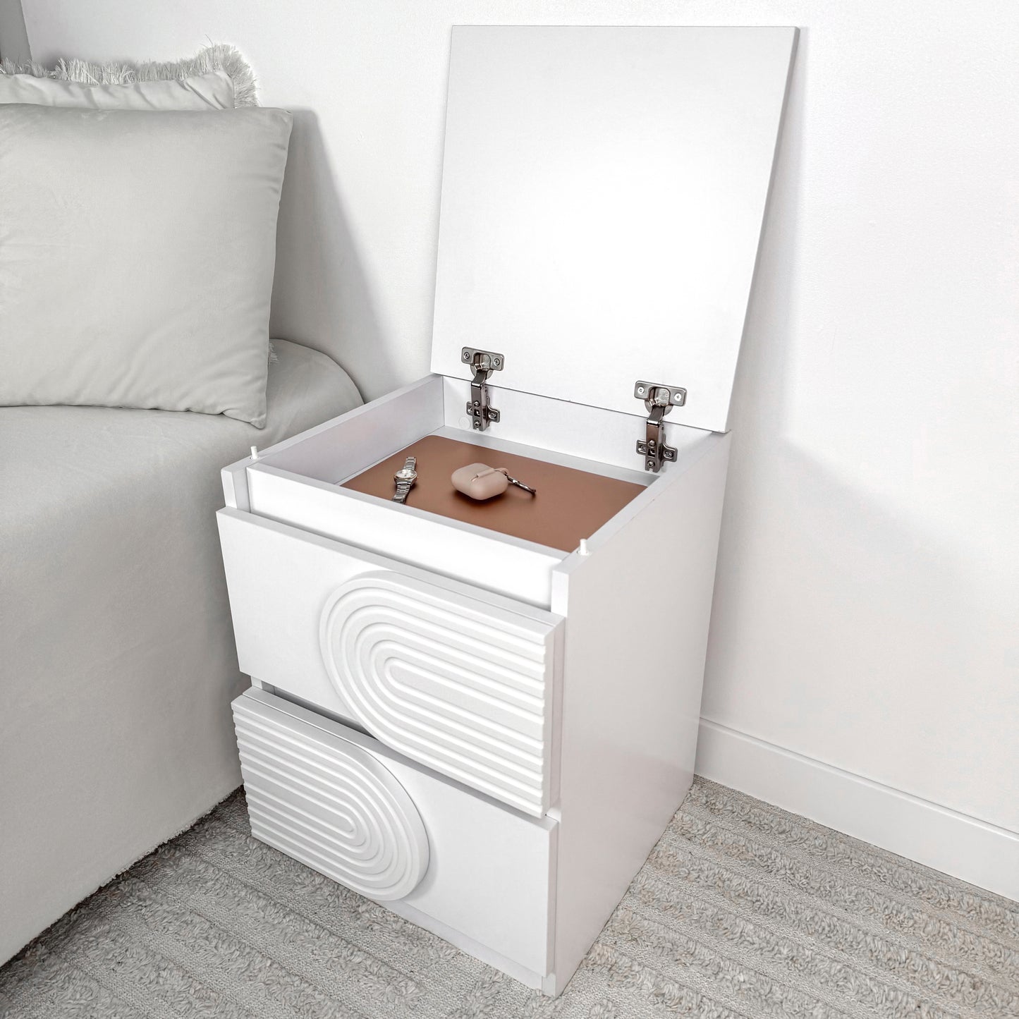 Night stand with storage Rustic bedside table