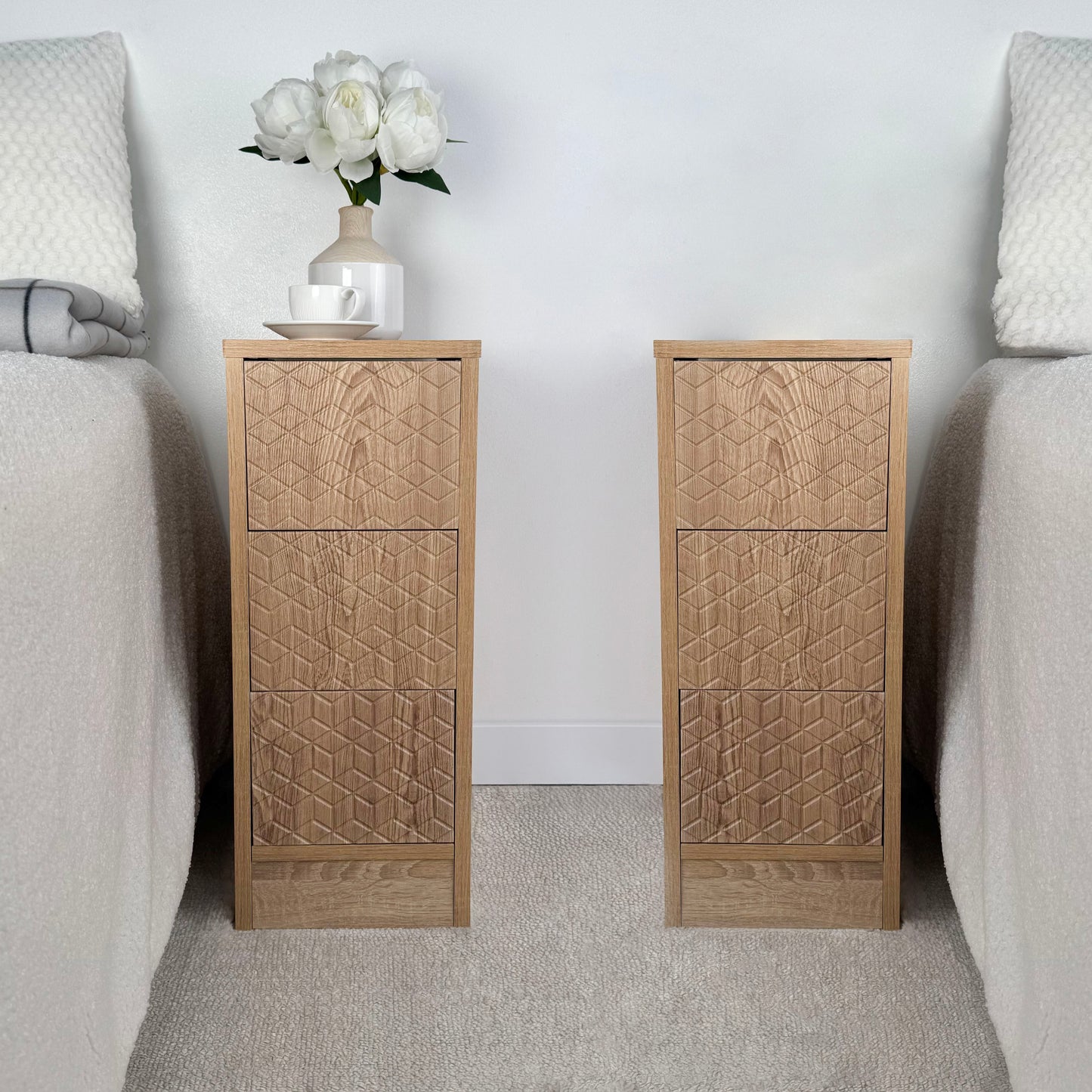 Narrow elegant cabinet Tall bedside table modern