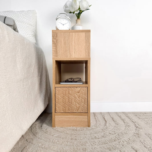 Storage side table Slim night table for small space